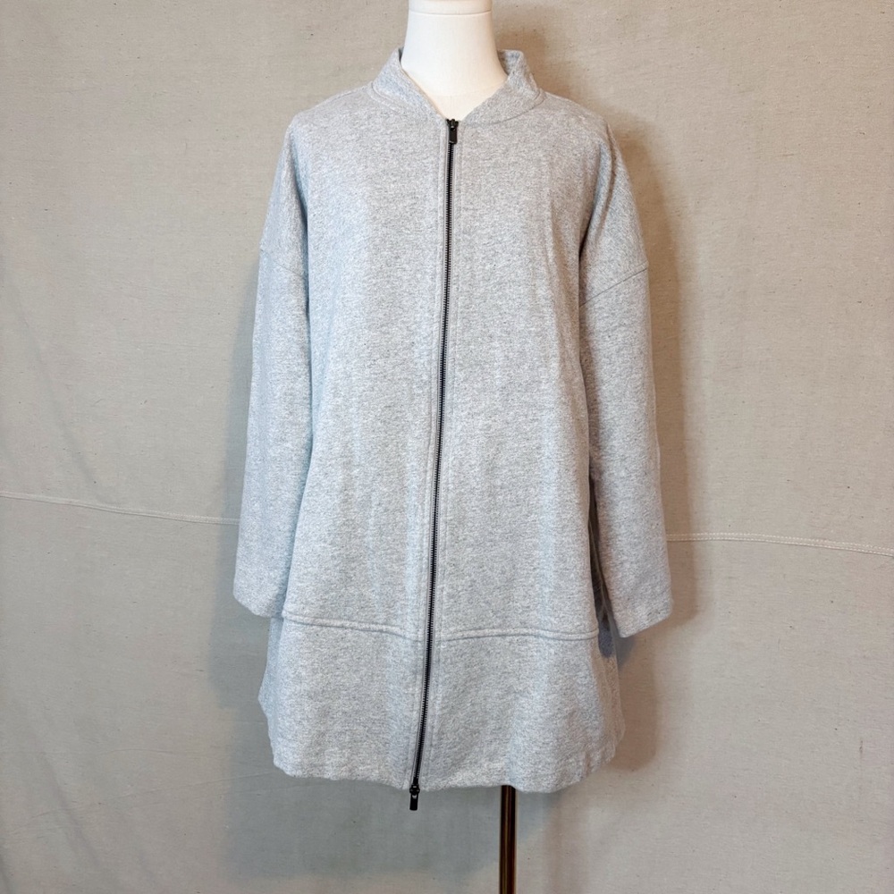 Eileen Fisher grey zip up sweater size XL